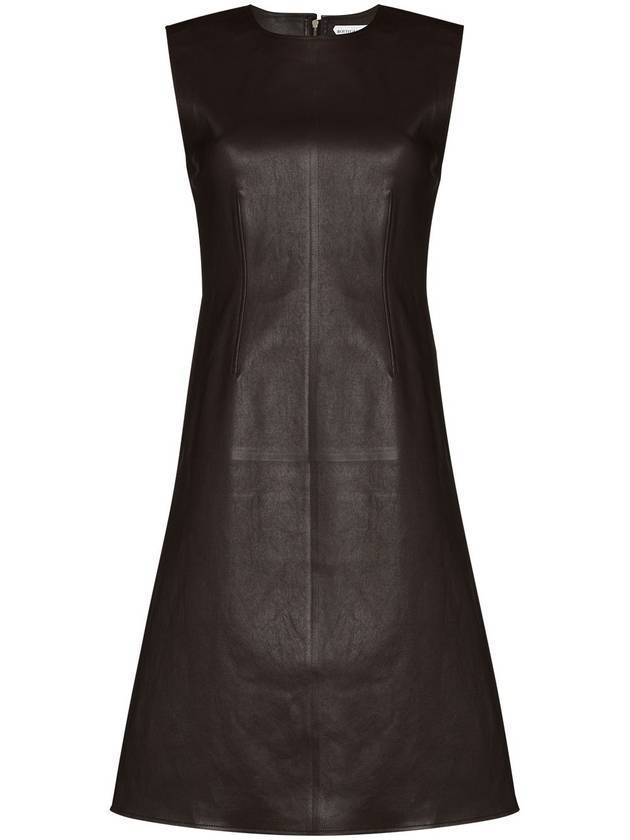 Bottega Veneta Nappa leather short dress dark brown