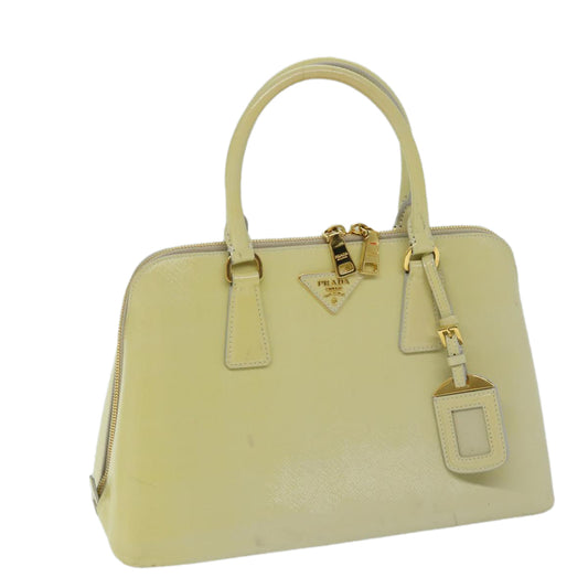 PRADA Hand Bag Safiano leather Cream  68477