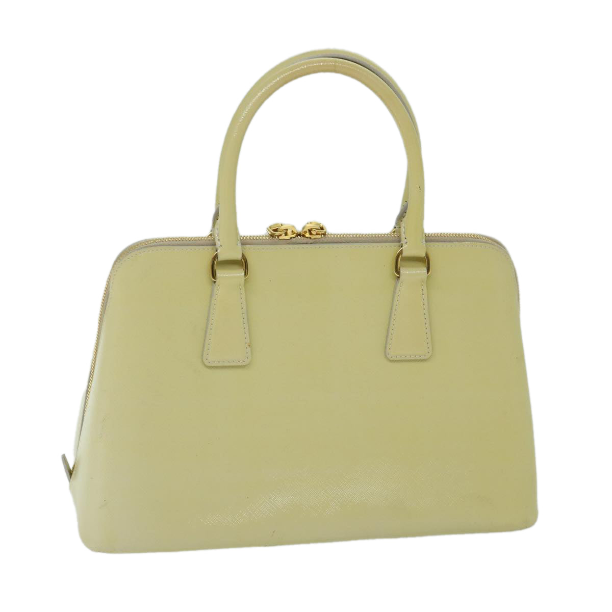PRADA Hand Bag Safiano leather Cream  68477