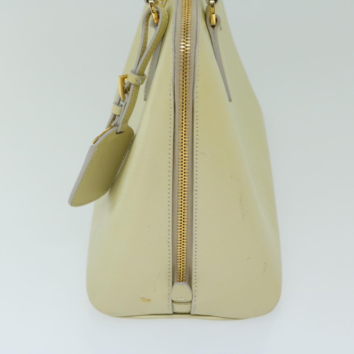 PRADA Hand Bag Safiano leather Cream  68477