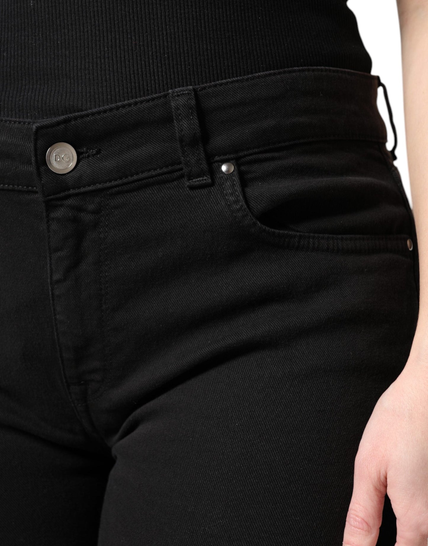 Dolce & Gabbana Black Cotton Mid Waisted Skinny Denim Women's Jeans ()