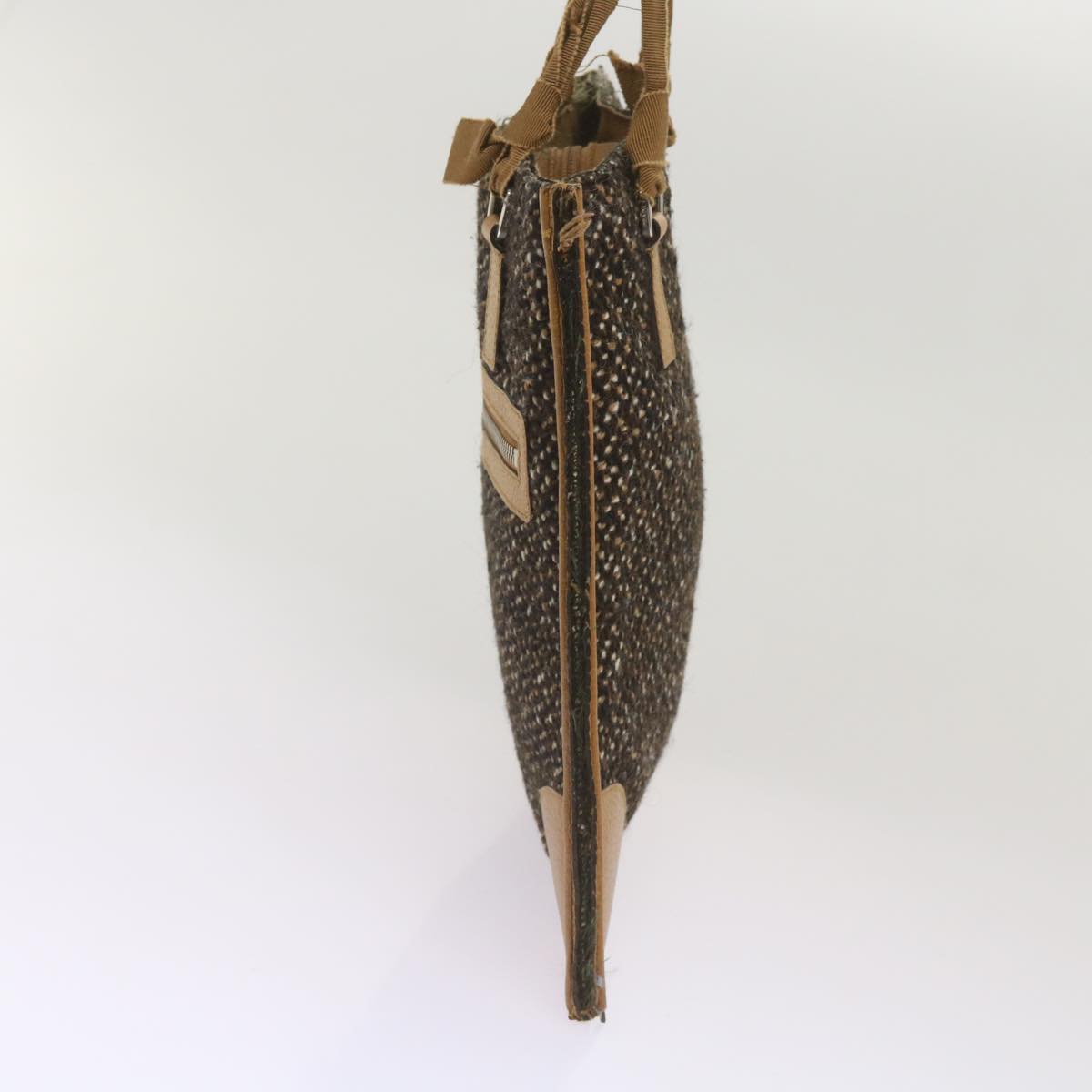 PRADA Hand Bag Wool Brown  68624