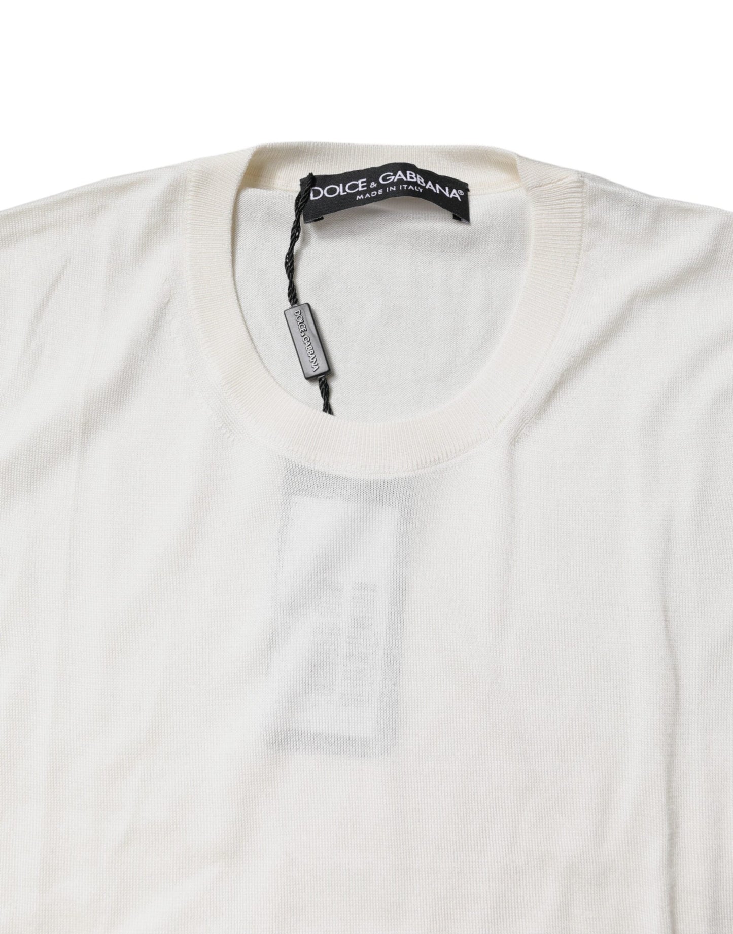 Dolce & Gabbana Cream Sleeveless Silk Round Neck Tank Women's Top