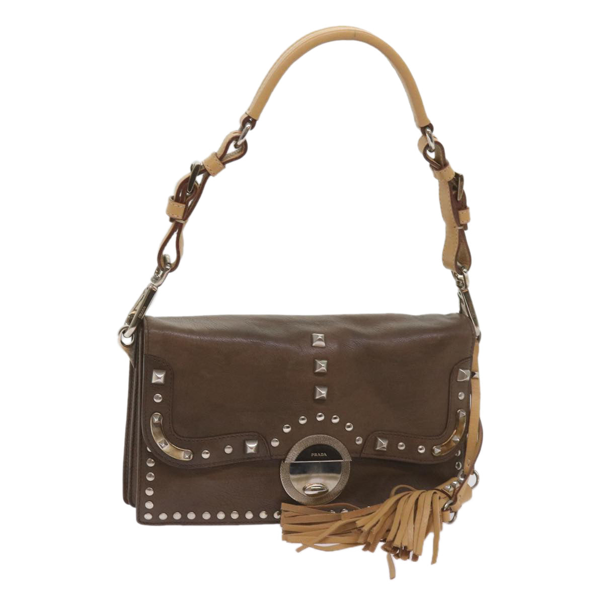 PRADA Shoulder Bag Leather Brown  68666