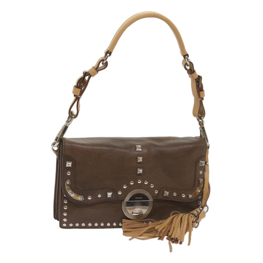PRADA Shoulder Bag Leather Brown  68666