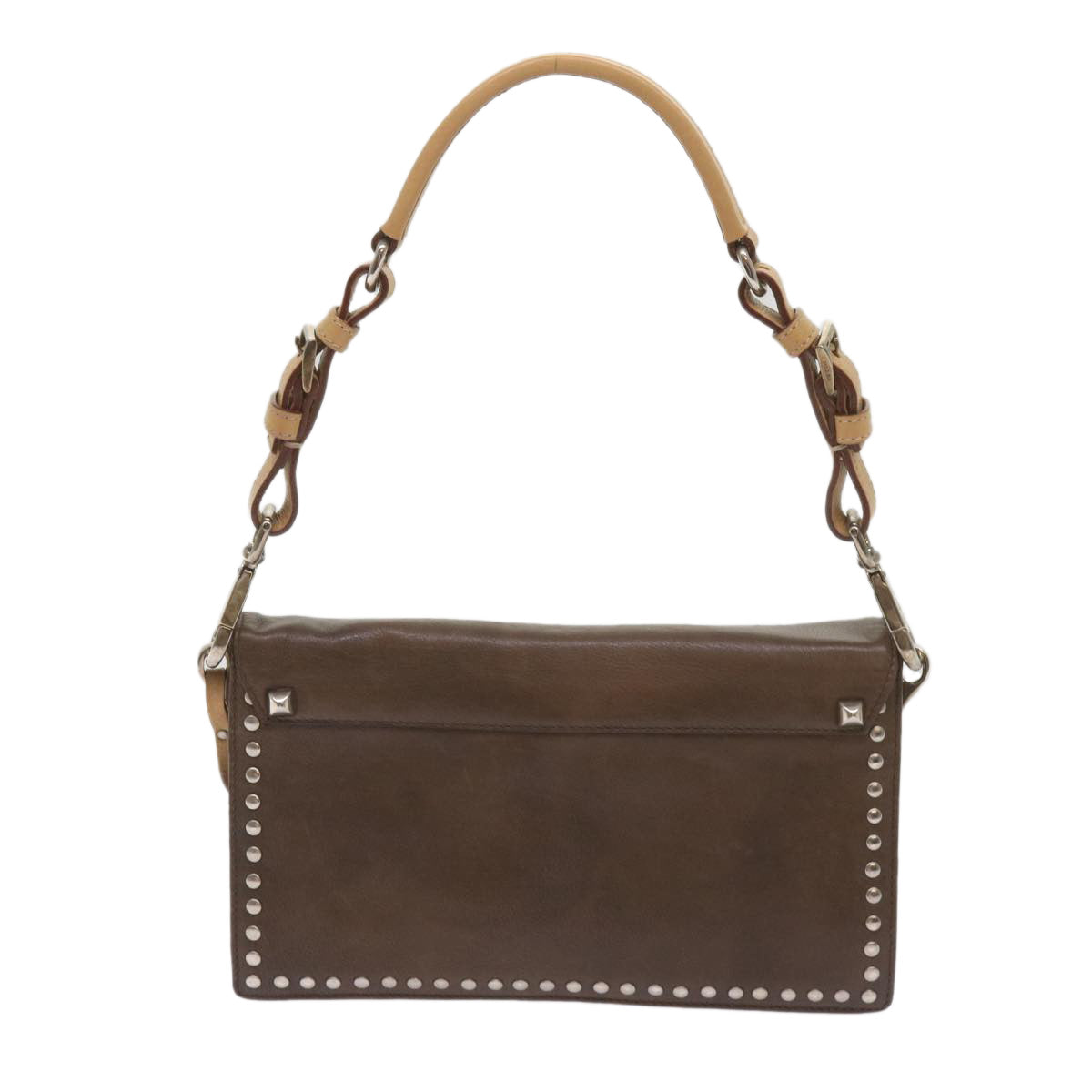 PRADA Shoulder Bag Leather Brown  68666