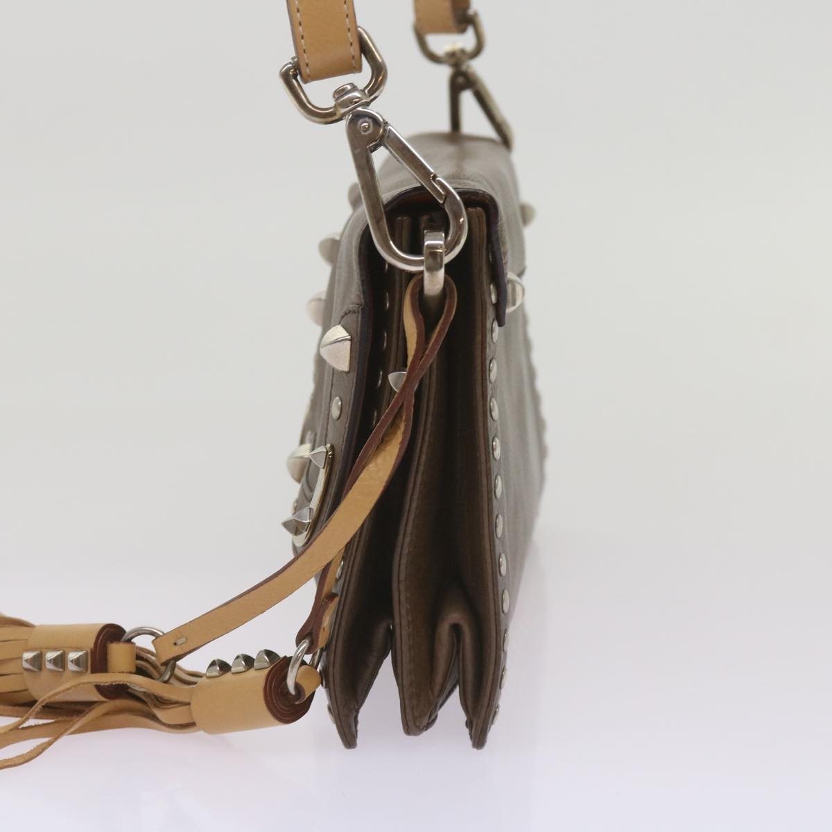 PRADA Shoulder Bag Leather Brown  68666