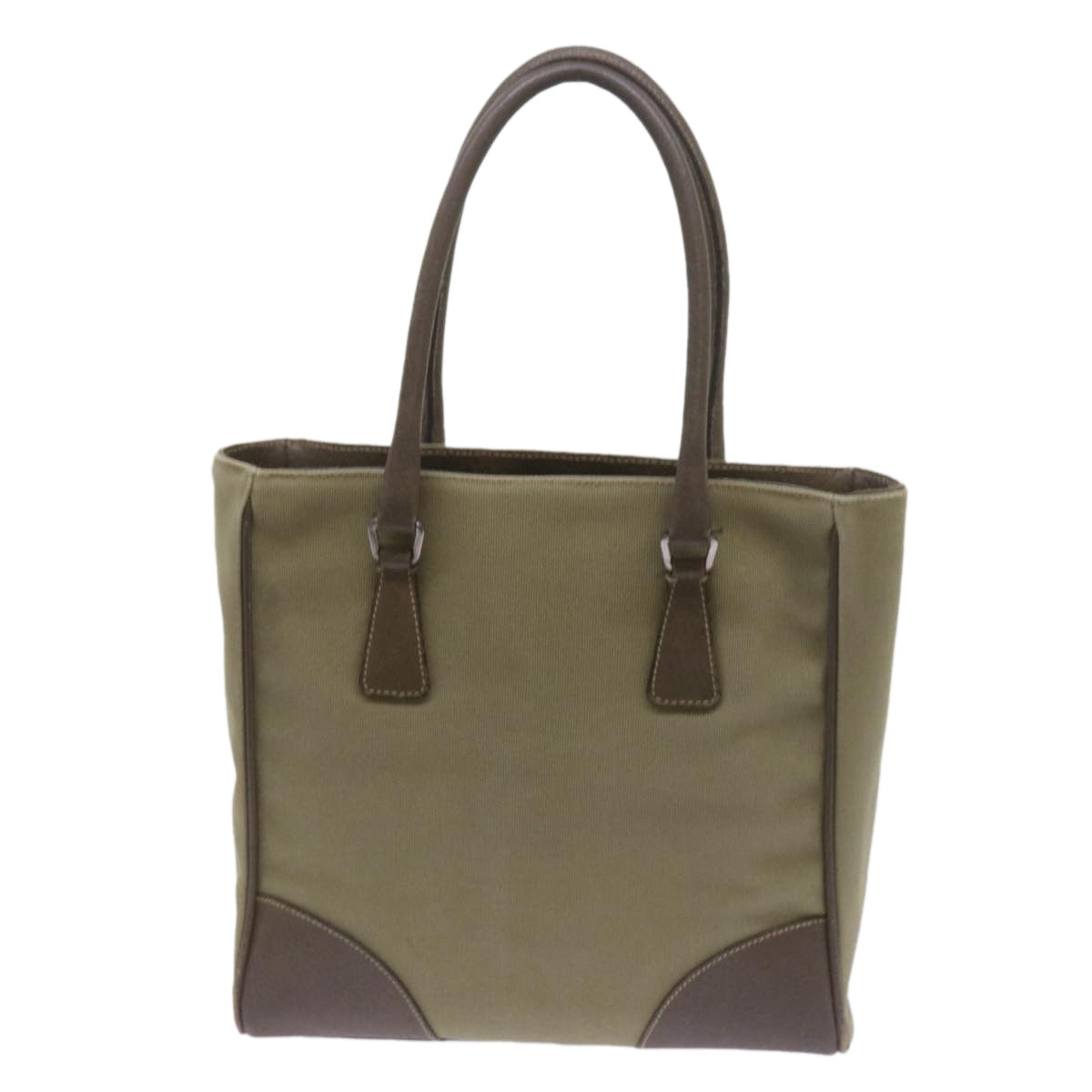 PRADA Hand Bag Canvas Khaki  68681
