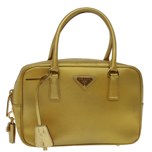 PRADA Safiano leather Hand Bag Gold  68846
