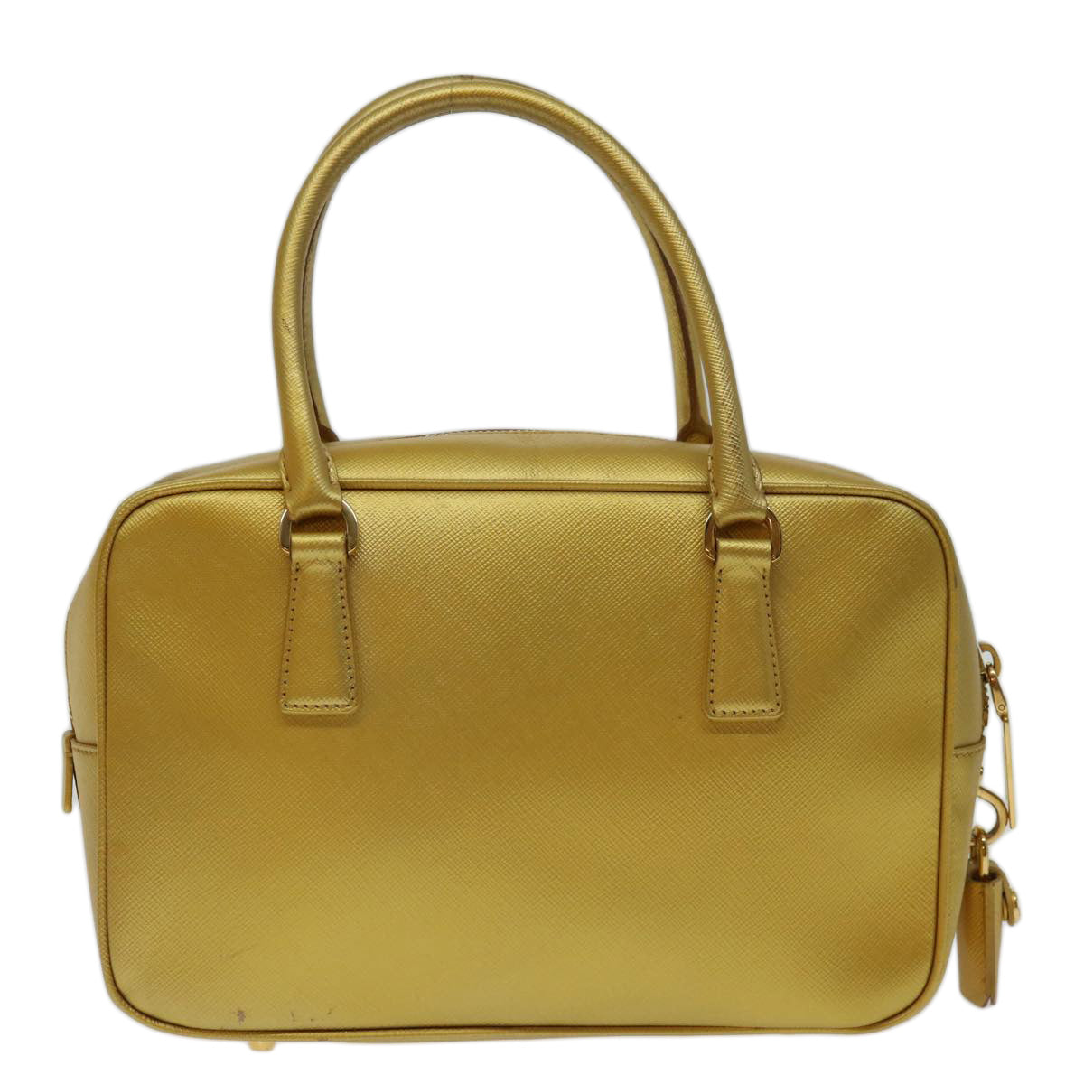 PRADA Safiano leather Hand Bag Gold  68846