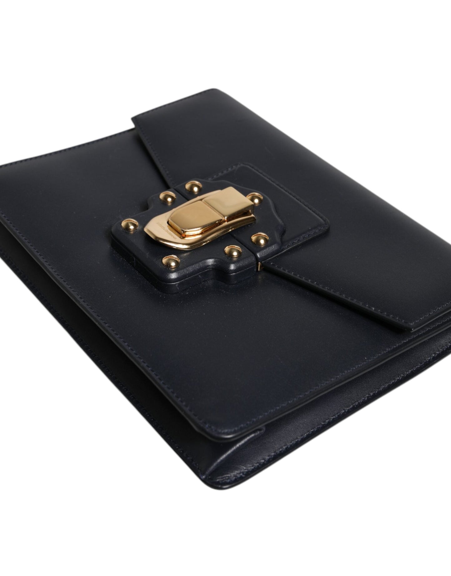 Dolce & Gabbana Black Leather Logo Gold Crossbody Purse Women's Bag ()