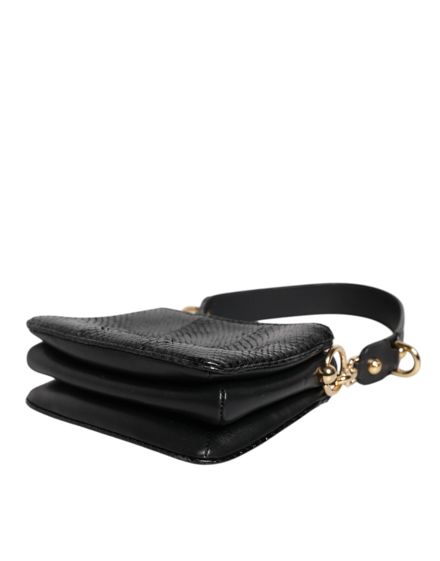 Dolce & Gabbana Black Exotic Leather Shoulder Sling Clutch Women's Bag