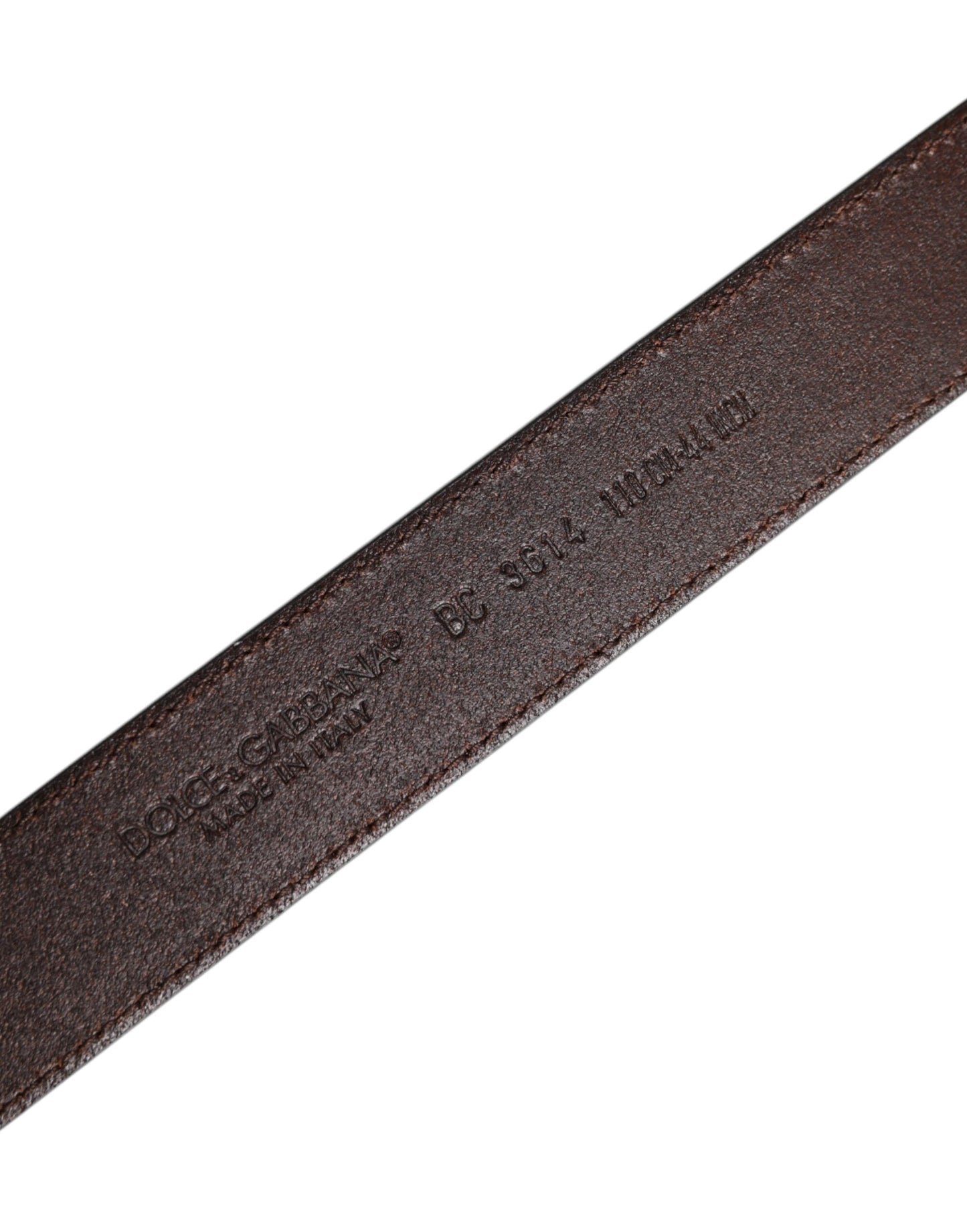 Dolce & Gabbana Brown Leather Silver Metal Buckle Men's Belt