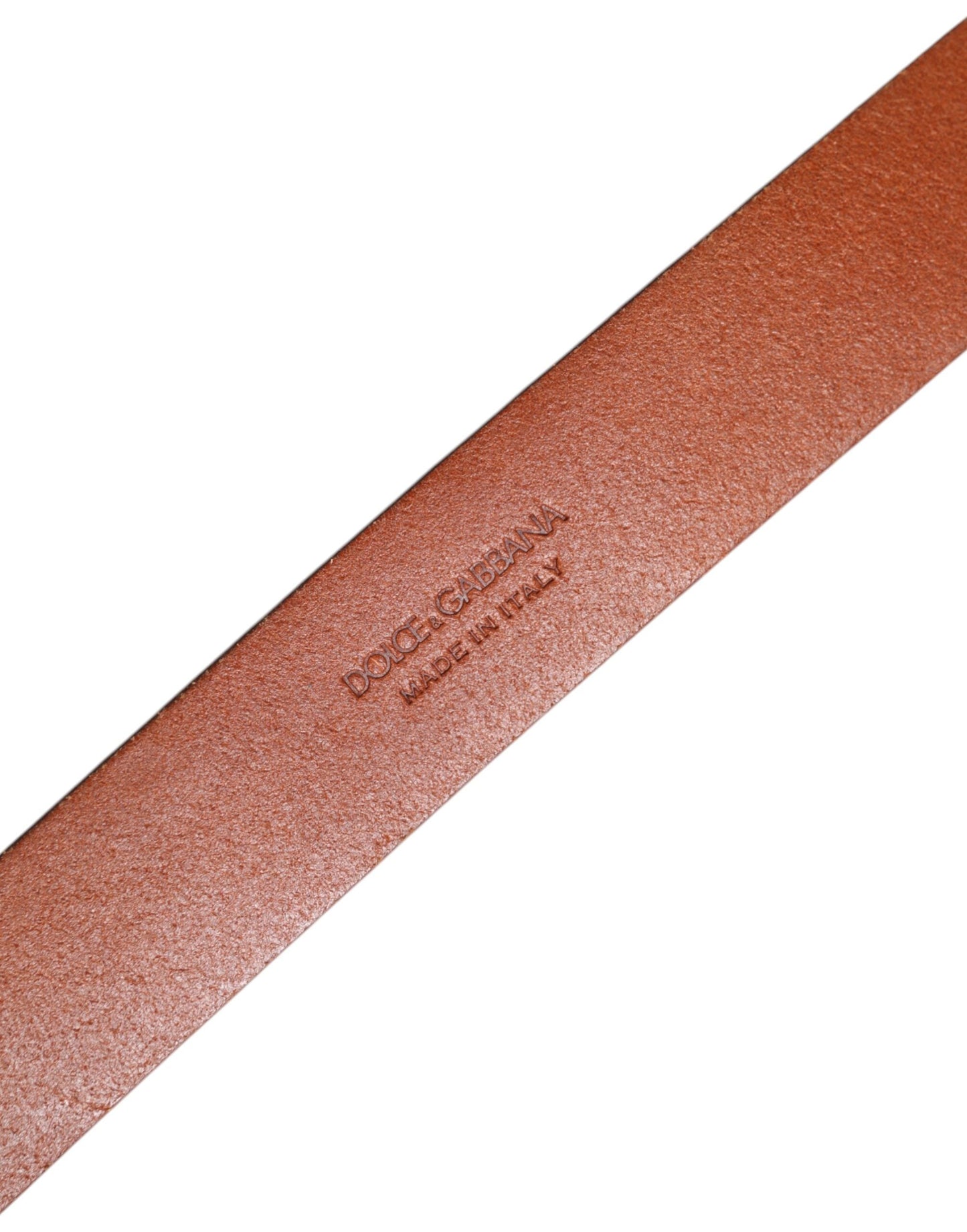 Dolce & Gabbana Brown Leather Gold Metal Baroque Buckle Men's Belt ()