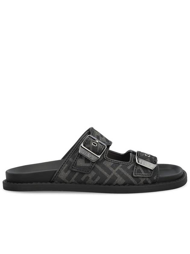 Fendi Men's Peel Jacquard Fabric Sandals Black
