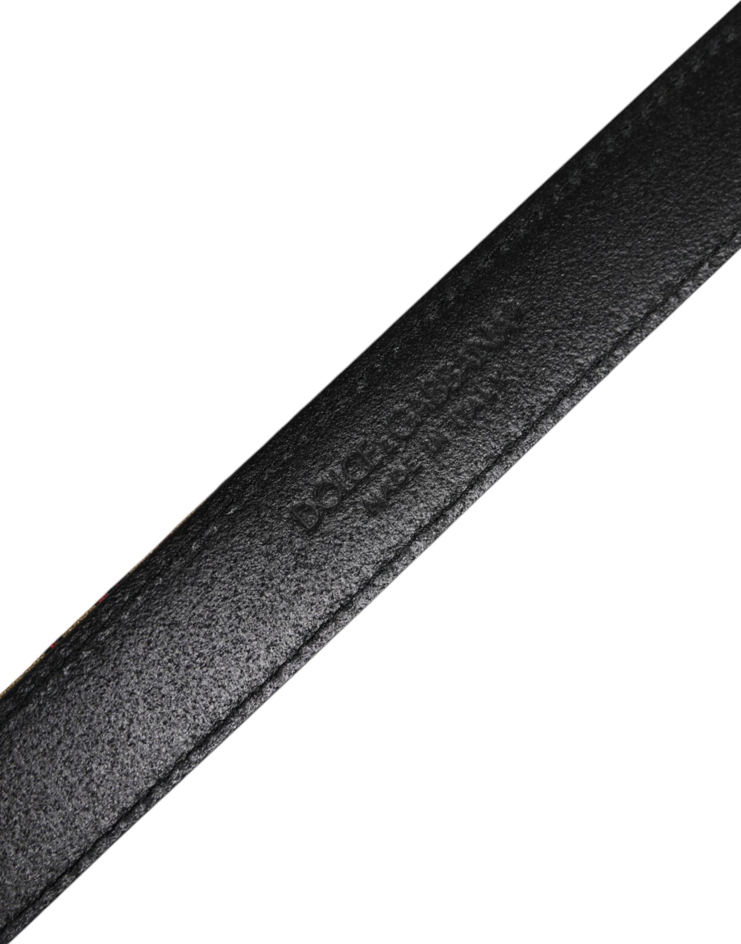 Dolce & Gabbana Gold Floral Jacquard Leather Metal Buckle Men's Belt ()