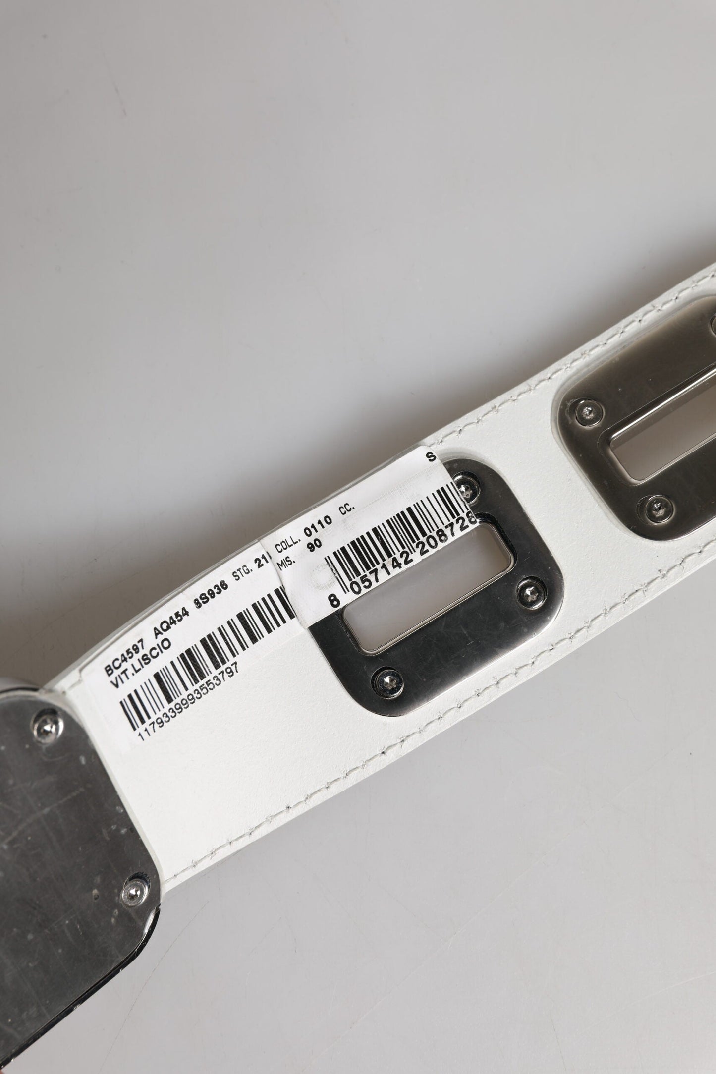 Dolce & Gabbana White Leather Gold Tone Rotating Buckle Women's Belt