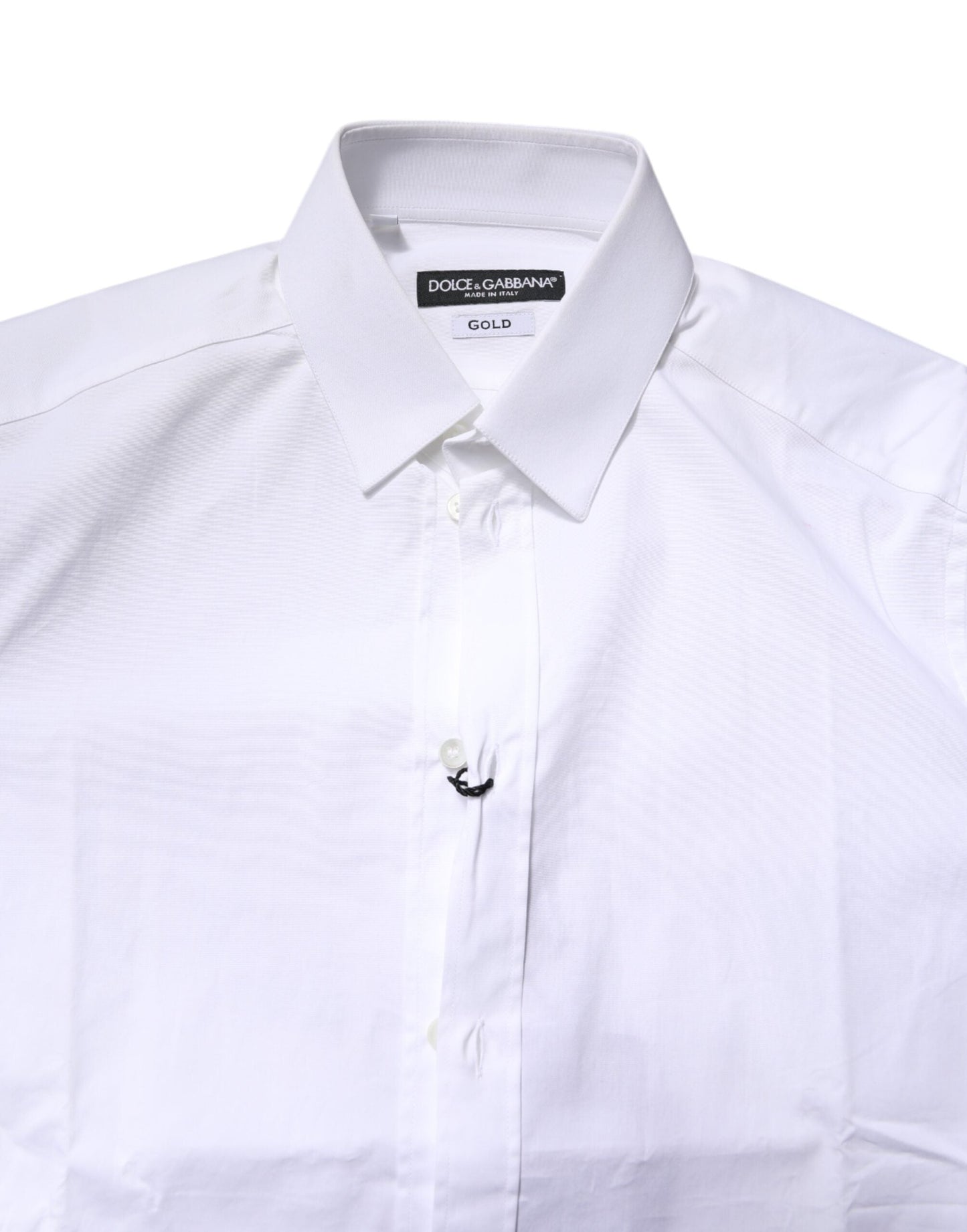 Dolce & Gabbana White Cotton Stretch GOLD Dress Formal Men's Shirt ()