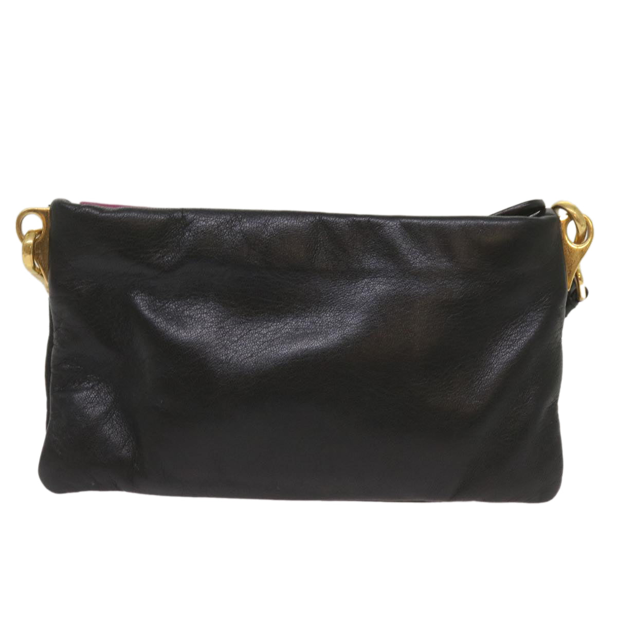 PRADA Ribbon Shoulder Bag Leather Pink Black  69105