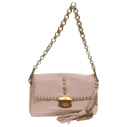 PRADA Chain Shoulder Bag Leather Pink  69107