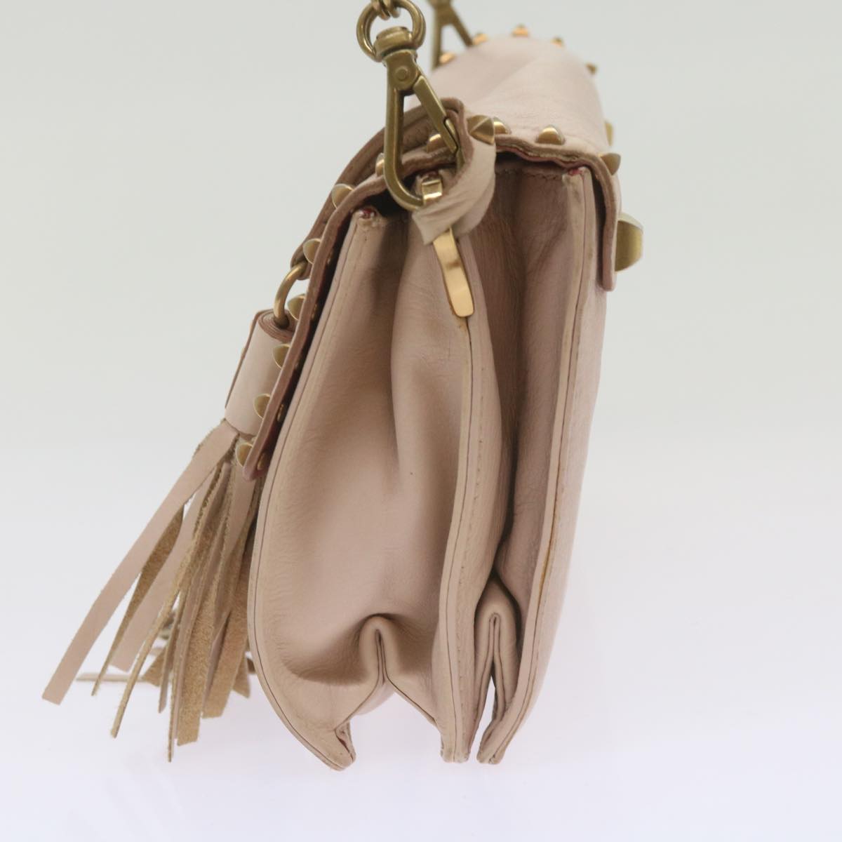 PRADA Chain Shoulder Bag Leather Pink  69107