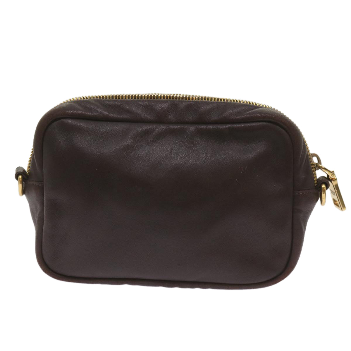 PRADA Ribbon Shoulder Bag Leather Orange Brown  69111