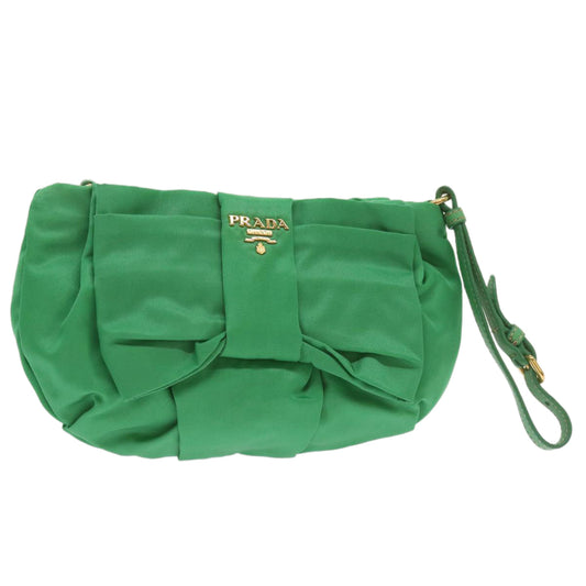 PRADA Ribbon Pouch Nylon Green  69142