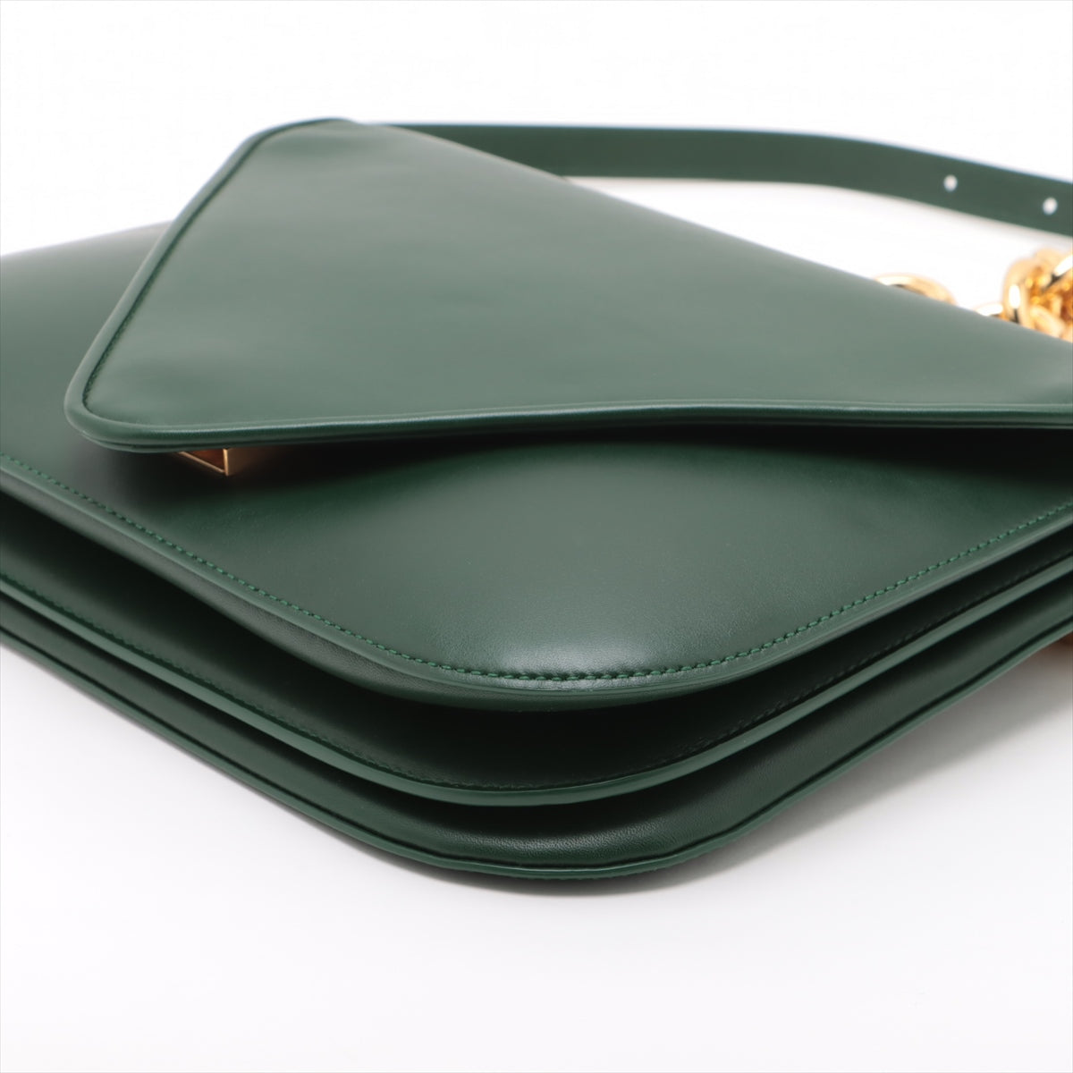 Bottega Veneta Mountain Leather Chain Shoulder Bag Green