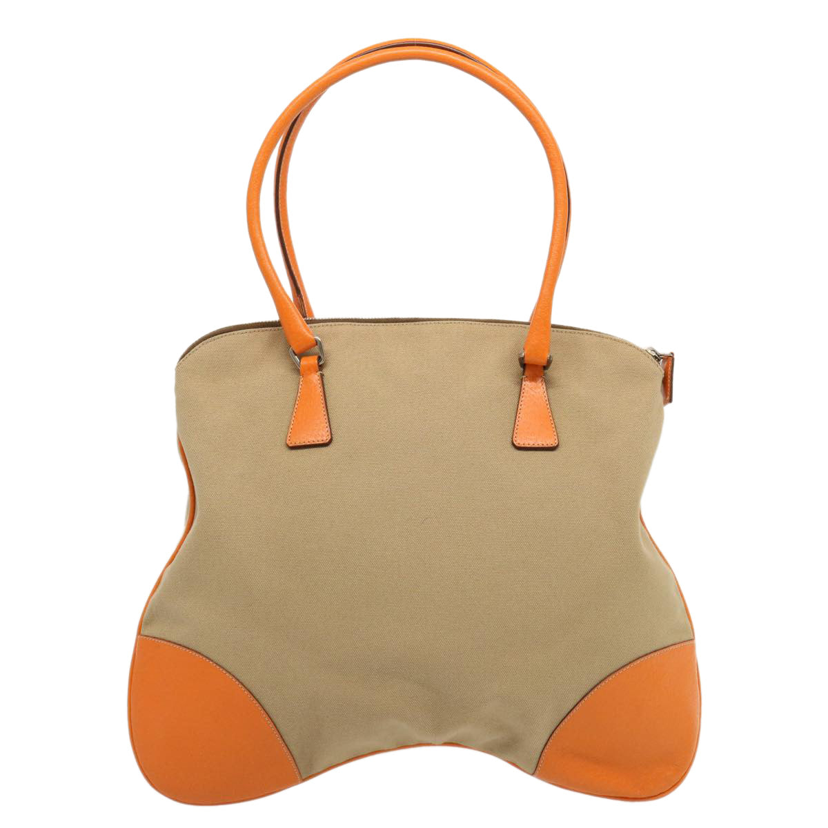 PRADA Tote Bag Canvas Beige Orange 69350