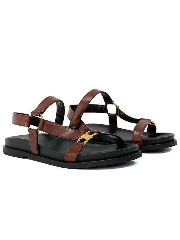 CELINE Maud Calfskin Triomphe Sandals Rust