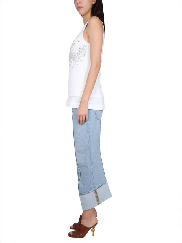 Bottega Veneta Turn-Up Hem Curved Light Bleached Straight Jeans Blue