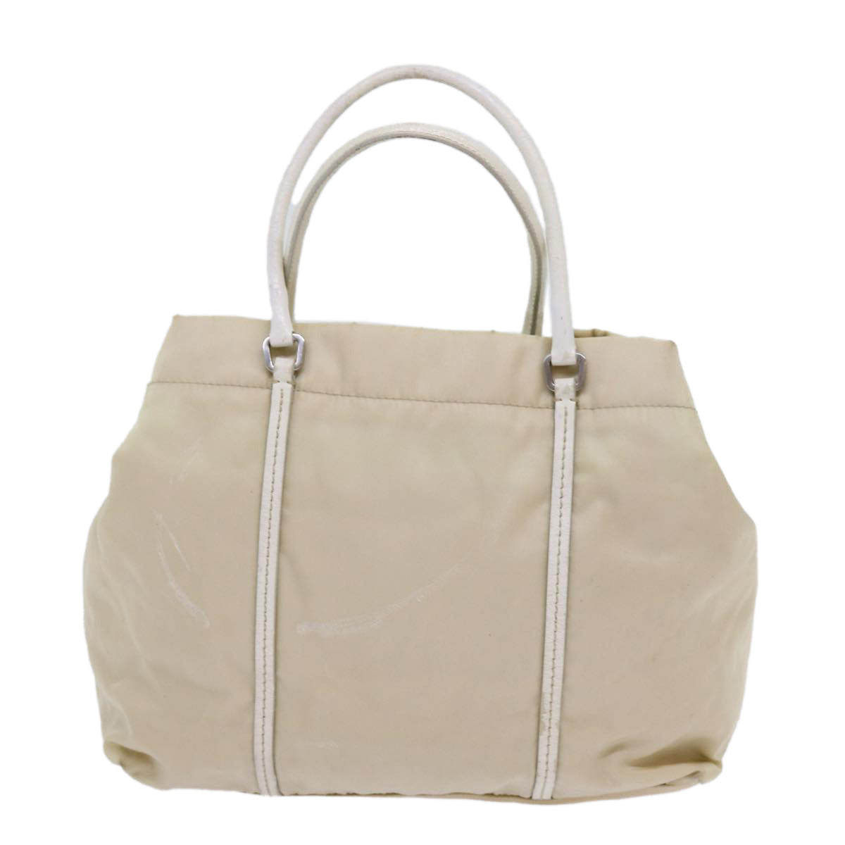 PRADA Hand Bag Nylon Cream 69652