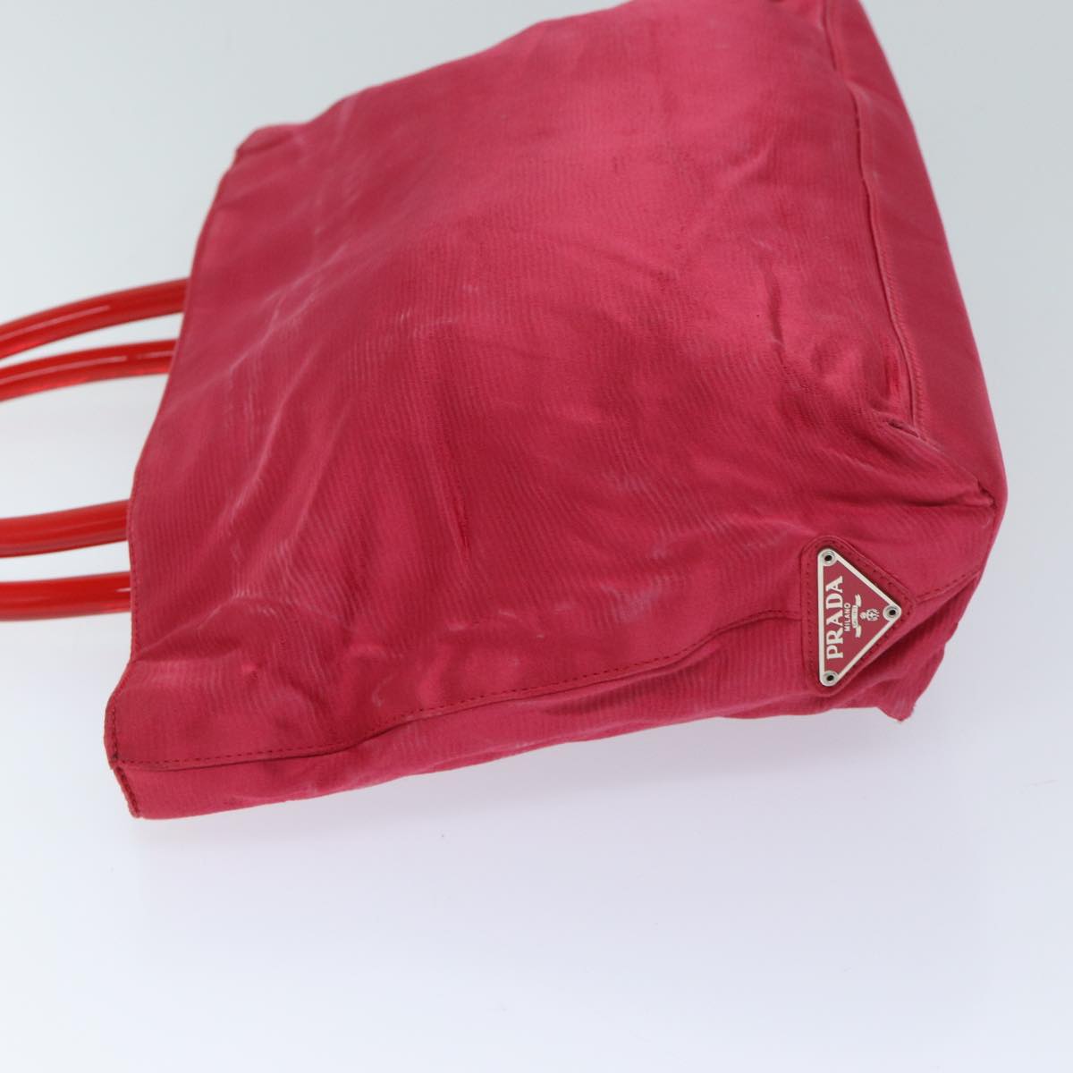 PRADA Hand Bag Satin Red 69745