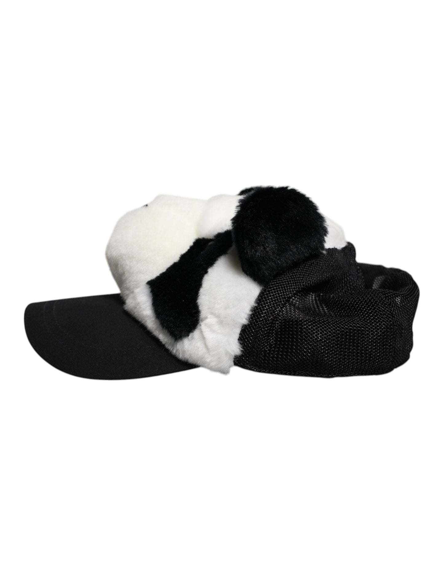 Dolce & Gabbana Black White Panda Fur Women Baseball Women's Cap