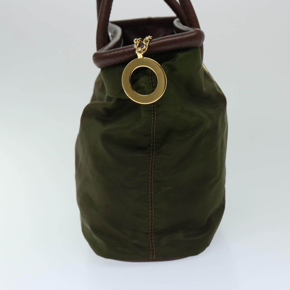 PRADA Hand Bag Nylon Khaki 69940