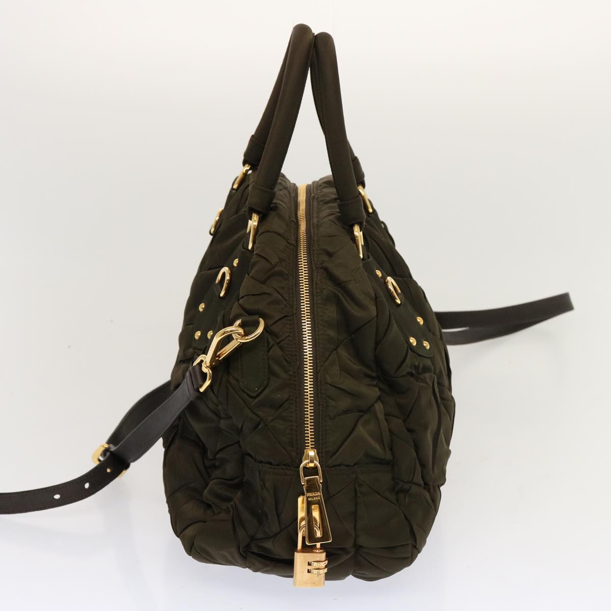 PRADA Hand Bag Nylon 2way Khaki 69944