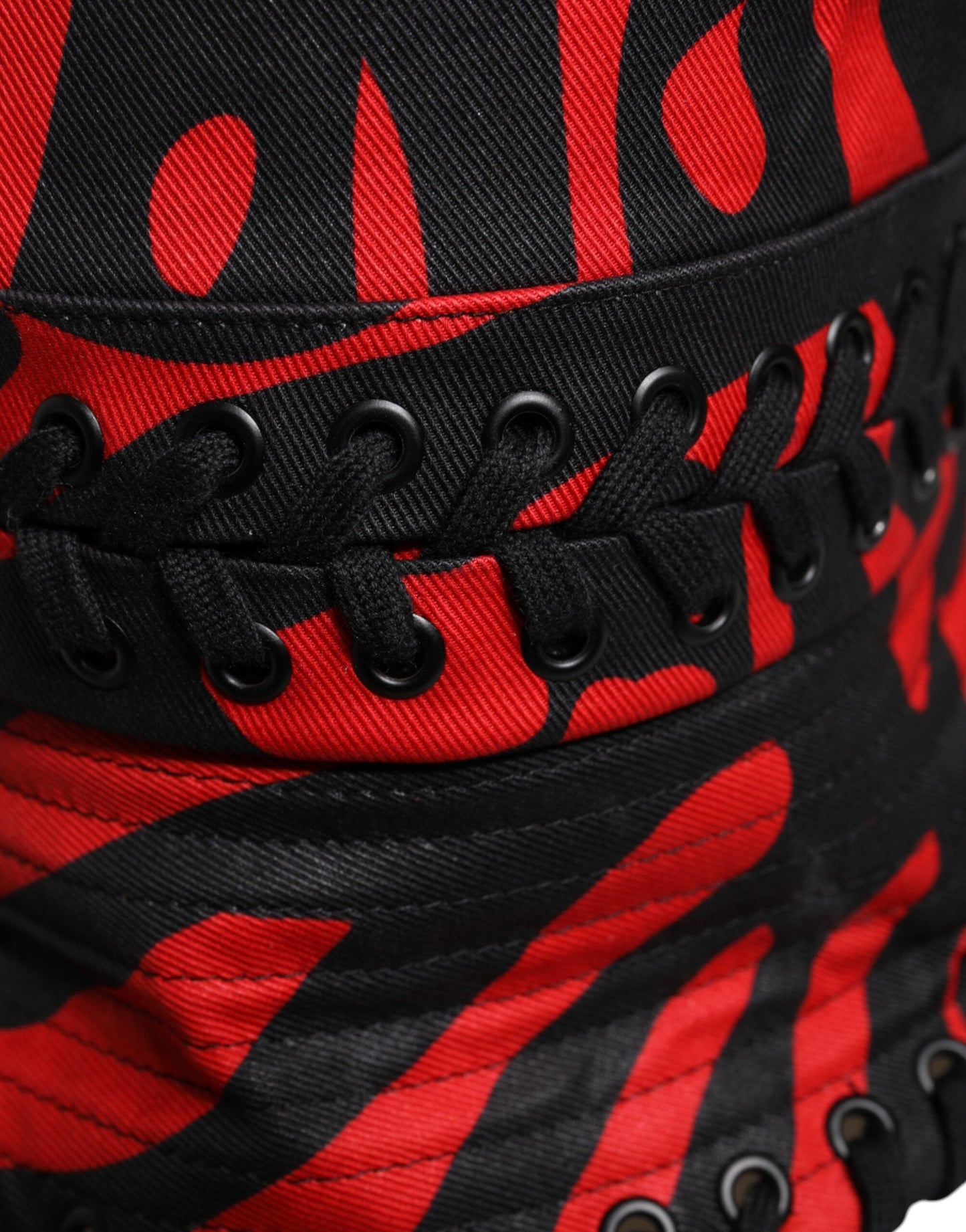 Dolce & Gabbana Black Red Stripe Polyester Wide Brim Bucket Women's Hat