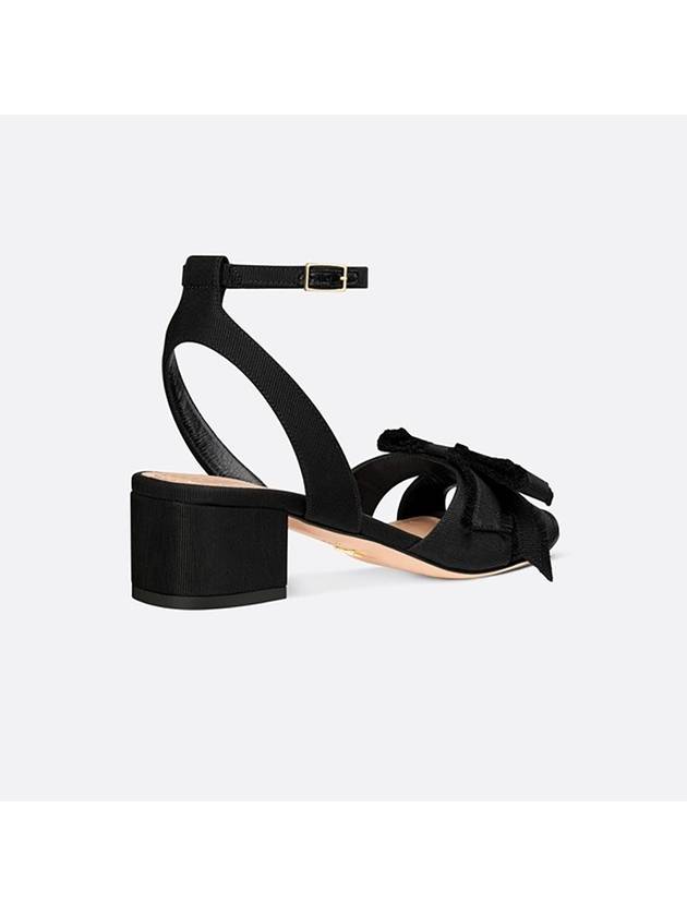 Adiorable Fringe Grosgrain Sandal Heels Black Dior