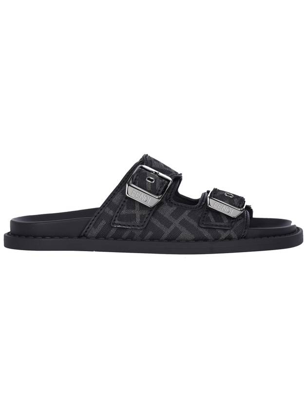 Fendi Men's Peel Jacquard Fabric Sandals Black