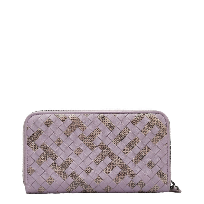 Bottega Veneta Intrecciato Long Wallet in Leather Violet Ladies