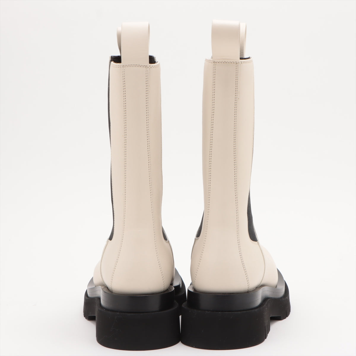 Bottega Veneta Leather Side Goar Shoes 39 Unisex Black x White Chelsea Boots Rug