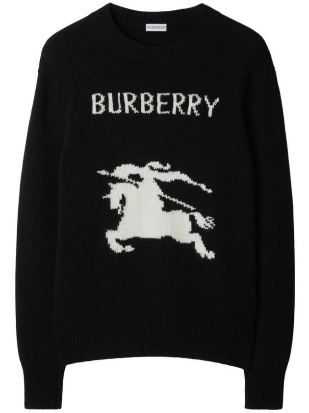 Burberry EKD Crew Neck Wool Cashmere Knit Top Black