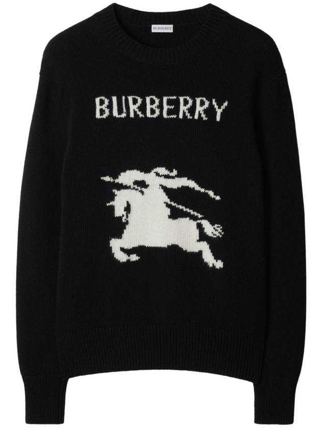 Burberry EKD Crew Neck Wool Cashmere Knit Top Black