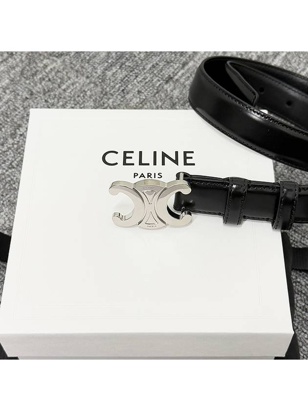 CELINE Triomphe Taurillon Medium Leather Belt Black