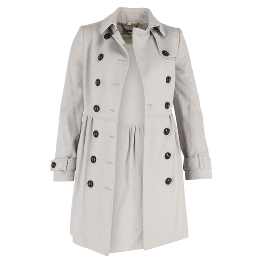 Burberry Double Breasted Trench Jacket in Grey Cotton