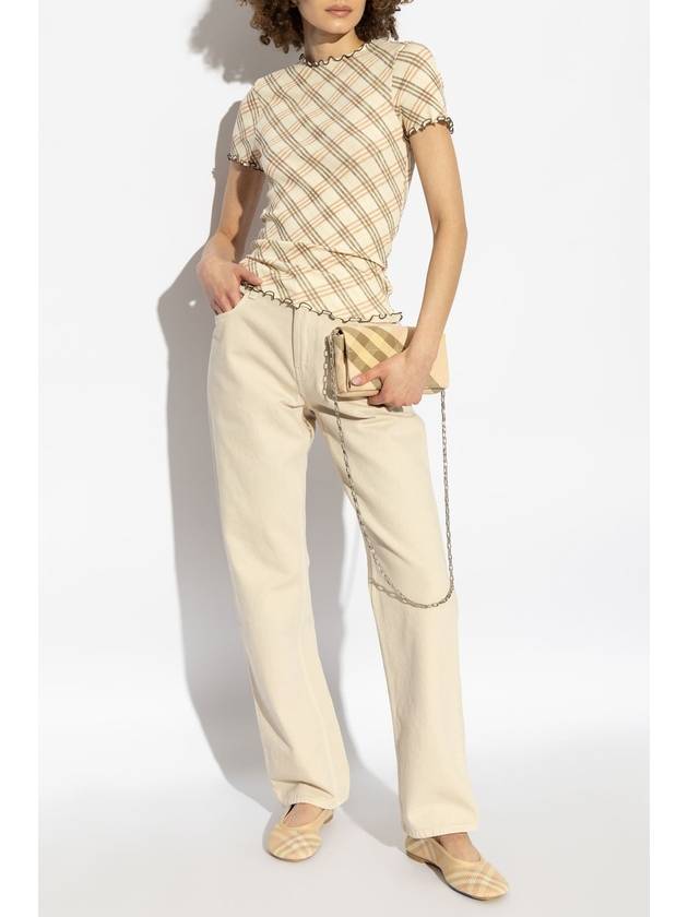 Burberry Burberry Top With Check Pattern, Women's, Beige
