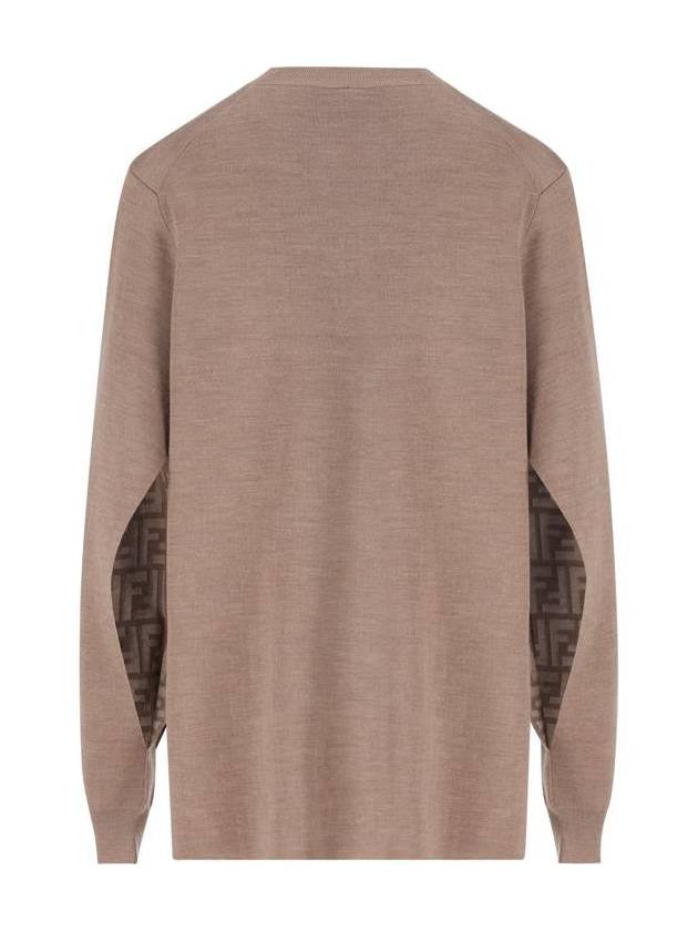 Fendi V-Neck Double Fabric Sweater Grey