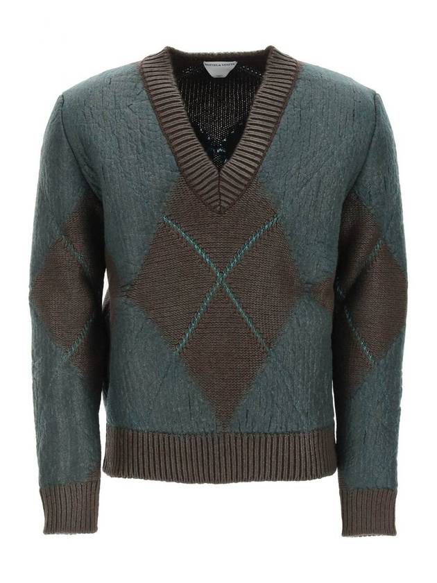 Bottega Veneta argyle print knit top brown