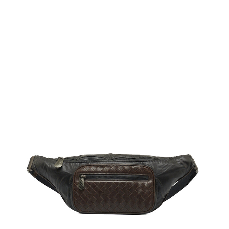 Bottega Veneta Belt Bag Body Bag 222310 Dark Brown Black Leather
