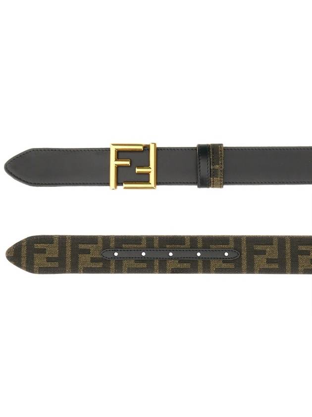 Fendi FF Fabric Reversible Leather Belt Black